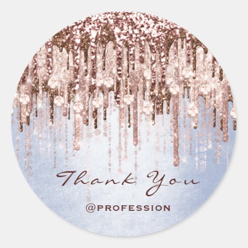Thank You Small Business Online Drips Rose Blue Classic Round Sticker