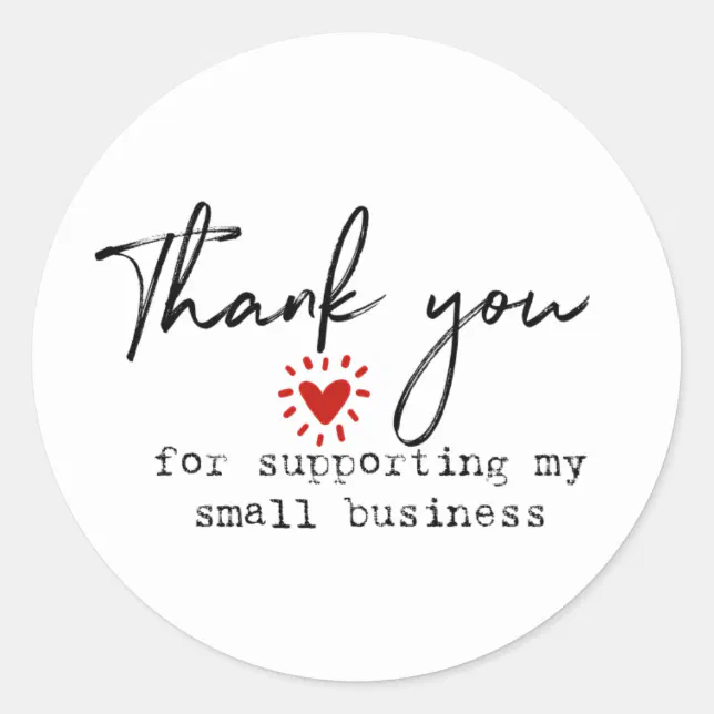 thank you, small business, packaging classic round sticker | Zazzle