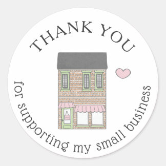 Thank You Small Business Shop Heart Classic Round Sticker