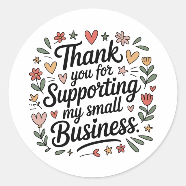 Thank You Small Business Sticker – Cute Minimal St (Front)
