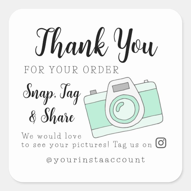 Thank You Snap Tag and Share Social Media Sticker (Front)