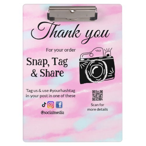 Thank you snap tag share media camera add socials clipboard