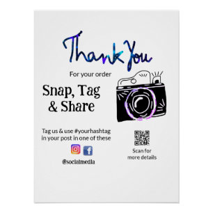 Thank you snap tag share media camera add socials poster
