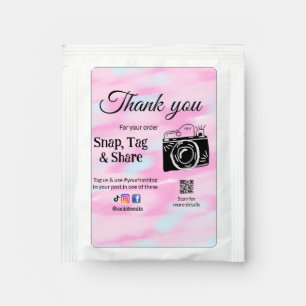 Thank you snap tag share media camera add socials tea bag drink mix