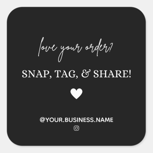 Thank You Snap Tag  Share  Small business Black
