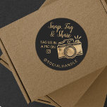 Thank You Snap, Tag & Share Social Media Camera<br><div class="desc">The perfect little sticker to place on your products and help promote your business. Our design features a fun faux gold vintage camera. "Snap, Tag & Share" is designed in a handwritten style font. Add your social handle, so your customers can snap, tag, and share you on social media. Camera...</div>