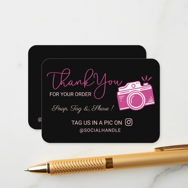 Thank You Snap, Tag & Share Social Media Camera Enclosure Card (Front/Back In Situ)