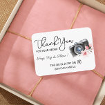 Thank You Snap, Tag & Share Social Media Camera Enclosure Card<br><div class="desc">The perfect little card to add to your product and help promote your business. Our design features our hand-drawn black watercolor vintage camera, with our beautiful watercolor pink cherry blossoms framing the camera. "Thank you for your order" combines a modern handwritten style font and a san serif font. "Snap, Tag...</div>