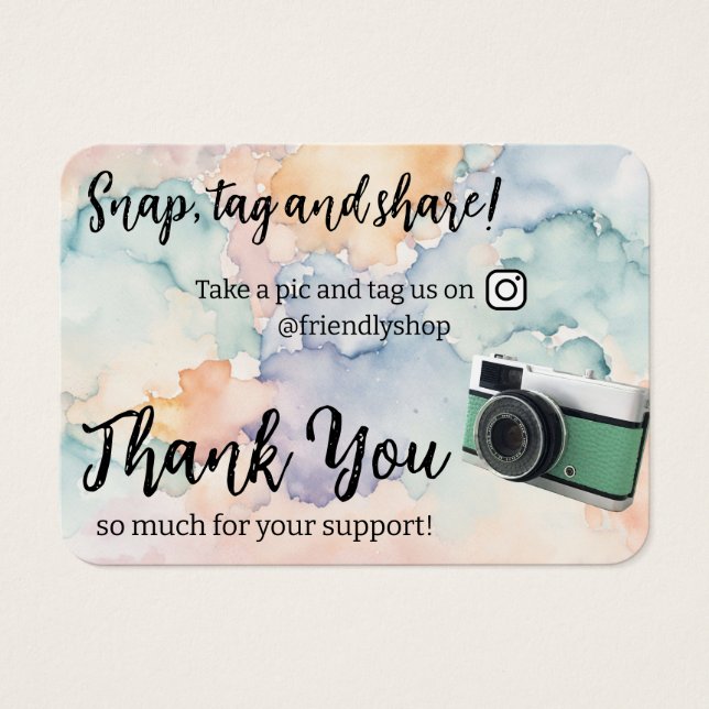 Thank You Snap, Tag & Share Social Media Card (Front)