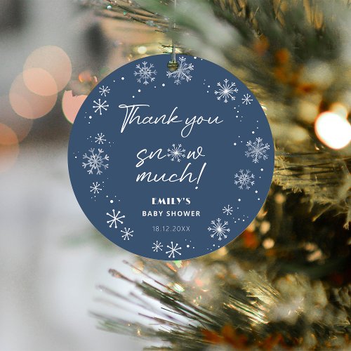 Thank you snow much blue baby shower favor tags