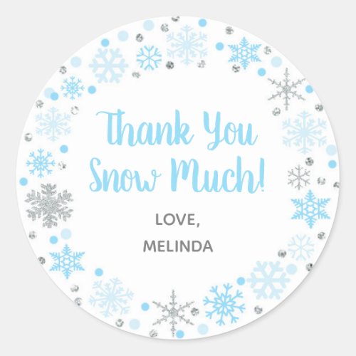Thank You Snow Much Favor Sticker Blue  Silver