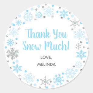 Thank You Snow Much Favor Sticker Blue & Silver