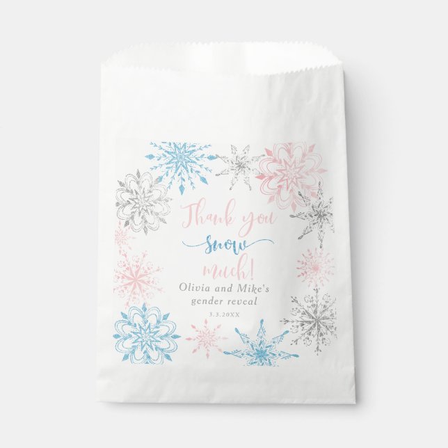 Thank you snow much gender reveal favor bag (Front)