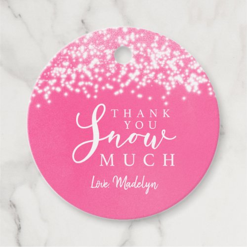 Thank You SNOW Much Pink Birthday Party Favor Tags