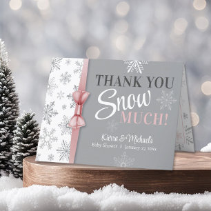 Thank You SNOW Much Pink Snowflake Baby Shower Card