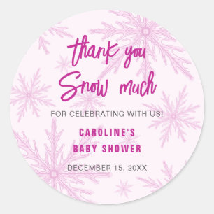 Thank You Snow Much Snowflakes Girl Baby Shower Classic Round Sticker