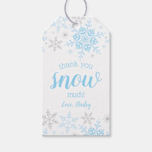 Thank You SNOW Much Winter ONEderland Blue Silver Gift Tags