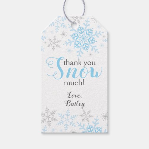 Thank You SNOW Much Winter ONEderland Blue Snow Gift Tags