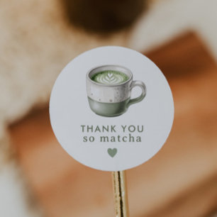 Thank you so Matcha Sage green baby shower Classic Round Sticker