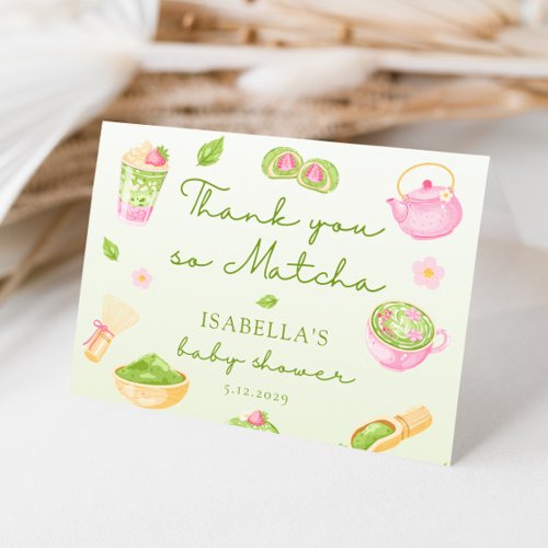 Thank you so Matcha Tea Baby Girl Shower Card