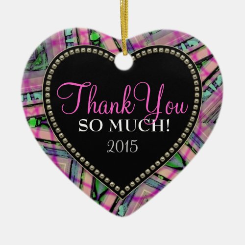 Thank You So Much Abstract Pink Heart Ornament