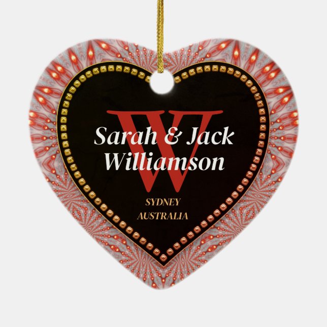 Thank You So Much Glow Fire Heart Ceramic Ornament (Back)