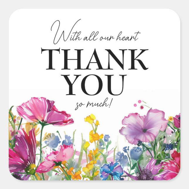 Thank you so much 🌻💗🌹 Meadow Blooms Collection Square Sticker (Front)