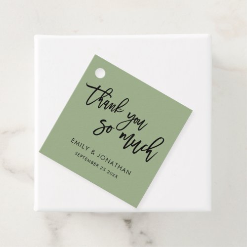 Thank you so much names script Sage Green wedding Favor Tags