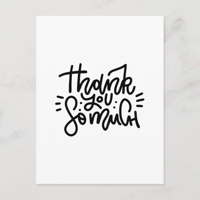 Thank You So Much Typography Postcard (Front)