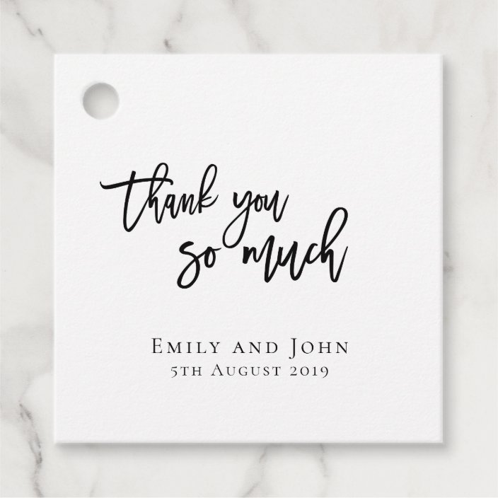 Thank You So Much Your Names Message Wedding Favor Tags Zazzle Com