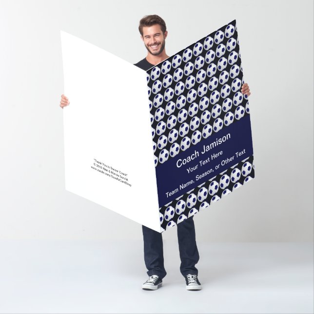 Thank You Soccer Coach, Blue JUMBO BIG HUGE GIANT  Card (In Situ)