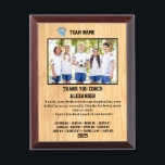 Thank You Soccer Coach Custom photo & Players name Award Plaque<br><div class="desc">A personalized Soccer with the coach and players' names, along with their custom pictures, can serve as a memorable and unique memento for a team. This thoughtful gesture fosters a sense of unity, pride, and camaraderie among team members, while also providing a tangible reminder of their shared experiences and achievements...</div>