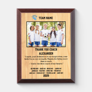Thank You Soccer Coach Custom photo & Players name Award Plaque