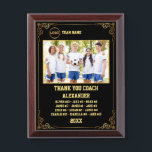 Thank You Soccer Coach Custom photo & Players name Award Plaque<br><div class="desc">A personalized Soccer with the coach and players' names, along with their custom pictures, can serve as a memorable and unique memento for a team. This thoughtful gesture fosters a sense of unity, pride, and camaraderie among team members, while also providing a tangible reminder of their shared experiences and achievements...</div>