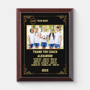 Thank You Soccer Coach Custom photo & Players name Award Plaque