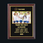 Thank You Soccer Coach Custom photo & Players name Award Plaque<br><div class="desc">A personalized Soccer with the coach and players' names, along with their custom pictures, can serve as a memorable and unique memento for a team. This thoughtful gesture fosters a sense of unity, pride, and camaraderie among team members, while also providing a tangible reminder of their shared experiences and achievements...</div>