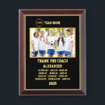 Thank You Soccer Coach Custom photo & Players name Award Plaque<br><div class="desc">A personalized Soccer with the coach and players' names, along with their custom pictures, can serve as a memorable and unique memento for a team. This thoughtful gesture fosters a sense of unity, pride, and camaraderie among team members, while also providing a tangible reminder of their shared experiences and achievements...</div>
