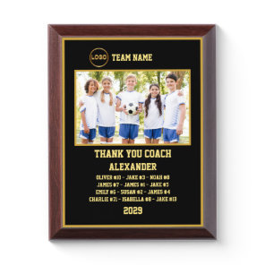 Thank You Soccer Coach Custom photo & Players name Award Plaque