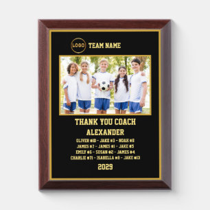 Thank You Soccer Coach Custom photo & Players name Award Plaque