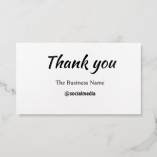 thank you social media business name date simple f raised spot UV business card