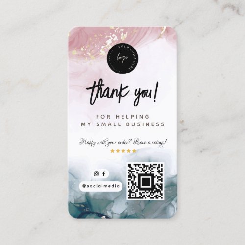 Thank You Social Media QR Code  Logo Watercolor Business Card