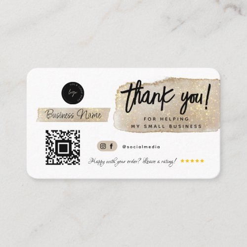 Thank You Social Media Small Business Modern Gold Business Card