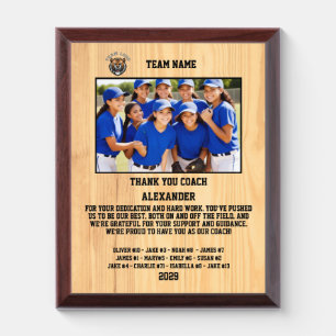Thank You Softball Coach, Custom photo & names Award Plaque