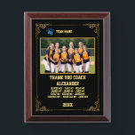 Thank You Softball Coach, Custom photo & names Award Plaque<br><div class="desc">A personalized softball with the coach and players' names, along with their custom pictures, can serve as a memorable and unique memento for a team. This thoughtful gesture fosters a sense of unity, pride, and camaraderie among team members, while also providing a tangible reminder of their shared experiences and achievements...</div>