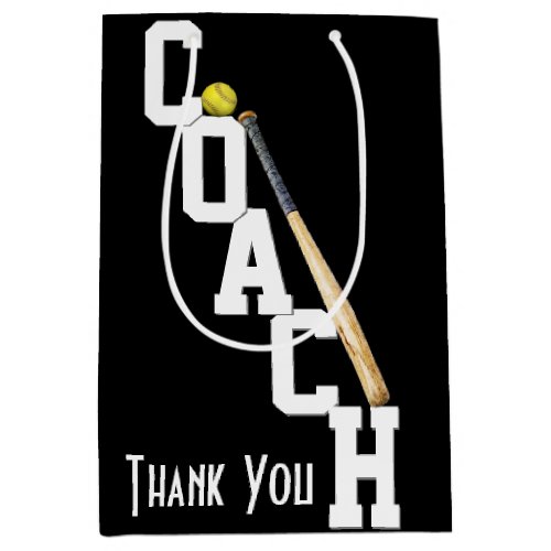 Thank You Softball Coach Medium Gift Bag