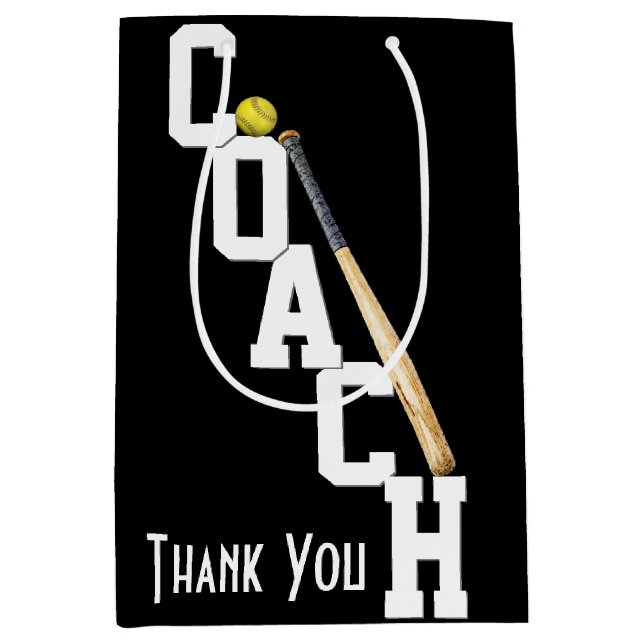 Thank You Softball Coach Medium Gift Bag (Front)