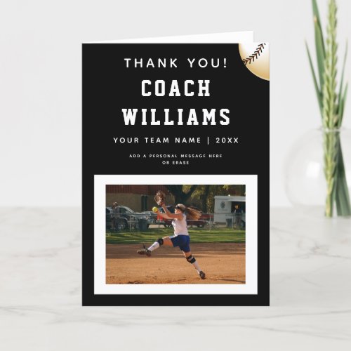 Thank You Softball Coach Player Photo  Ball