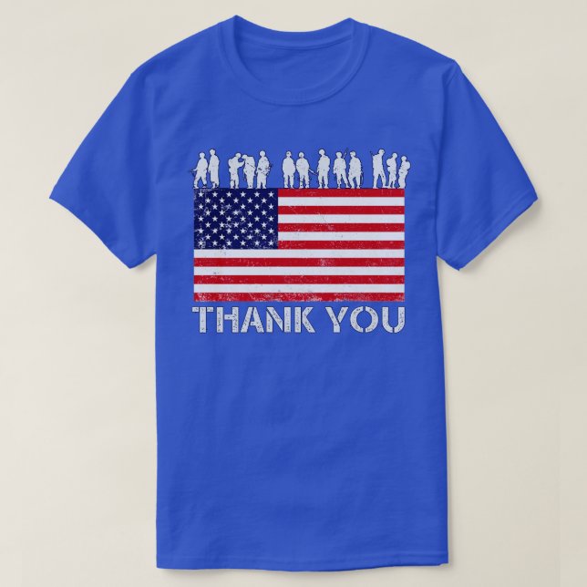 Thank you Soldier Patriotic American Flag T-Shirt (Design Front)