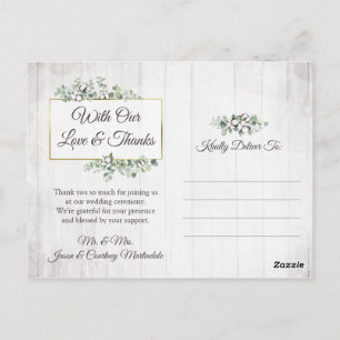 Thank You Southern Cotton 3-Photo Wedding Postcard