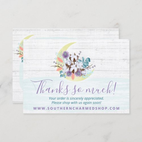Thank You Southern Floral Cotton Moon Rustic Card